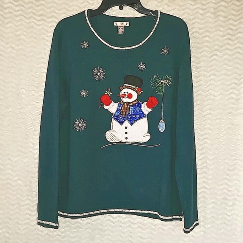 White stag Plus size snowman sweater.